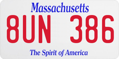 MA license plate 8UN386