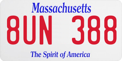 MA license plate 8UN388