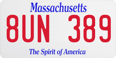 MA license plate 8UN389