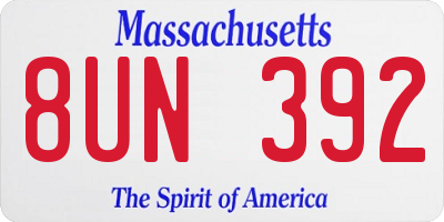 MA license plate 8UN392