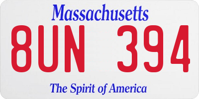 MA license plate 8UN394