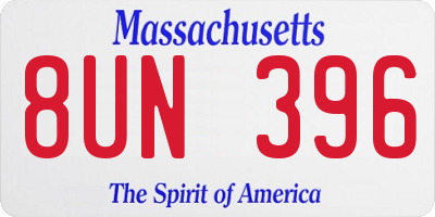 MA license plate 8UN396