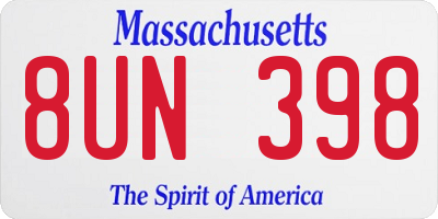 MA license plate 8UN398