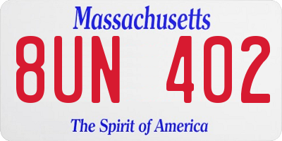 MA license plate 8UN402
