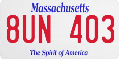 MA license plate 8UN403