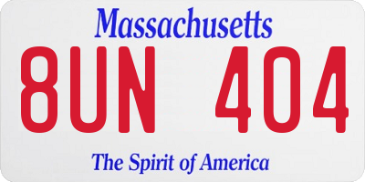MA license plate 8UN404