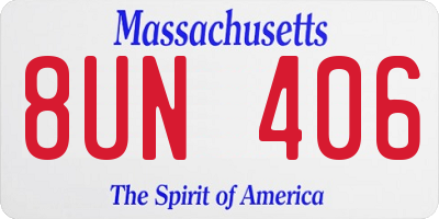 MA license plate 8UN406