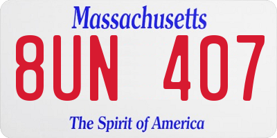 MA license plate 8UN407