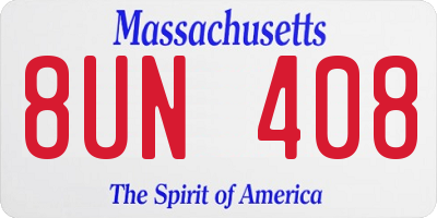 MA license plate 8UN408