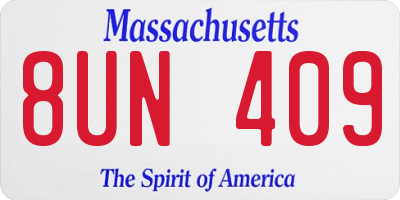 MA license plate 8UN409