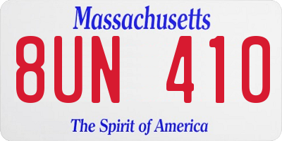 MA license plate 8UN410