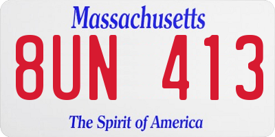 MA license plate 8UN413