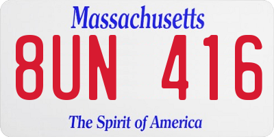 MA license plate 8UN416