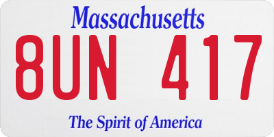 MA license plate 8UN417