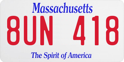 MA license plate 8UN418