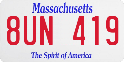 MA license plate 8UN419