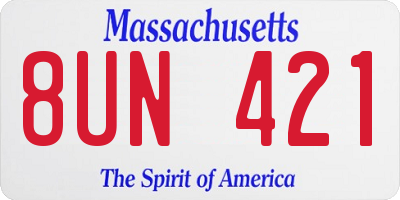 MA license plate 8UN421