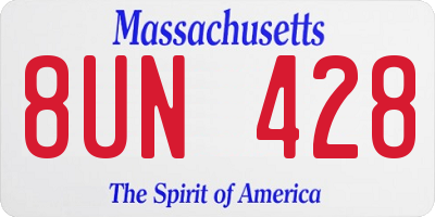 MA license plate 8UN428