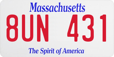MA license plate 8UN431