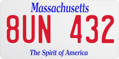MA license plate 8UN432