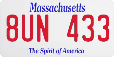 MA license plate 8UN433
