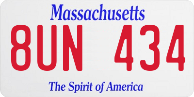 MA license plate 8UN434
