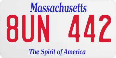 MA license plate 8UN442