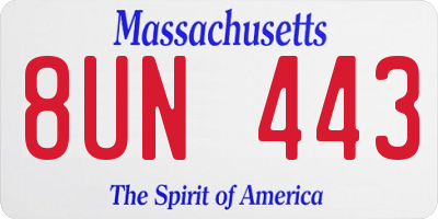 MA license plate 8UN443