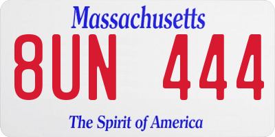 MA license plate 8UN444