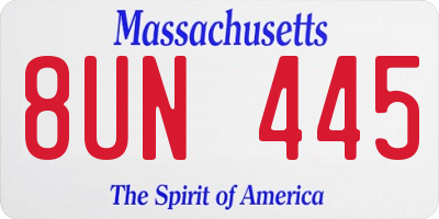 MA license plate 8UN445