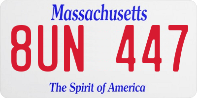 MA license plate 8UN447