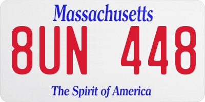 MA license plate 8UN448