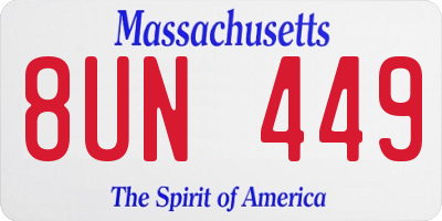 MA license plate 8UN449
