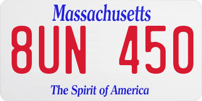 MA license plate 8UN450