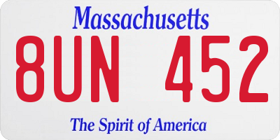 MA license plate 8UN452