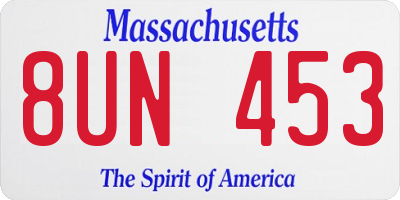 MA license plate 8UN453