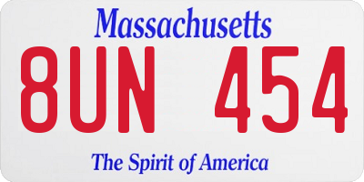 MA license plate 8UN454