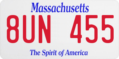 MA license plate 8UN455