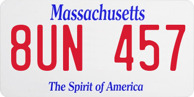 MA license plate 8UN457