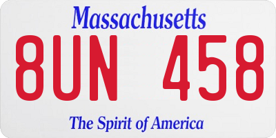 MA license plate 8UN458