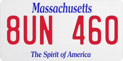 MA license plate 8UN460