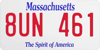 MA license plate 8UN461