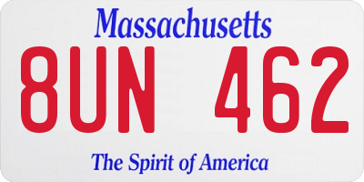 MA license plate 8UN462