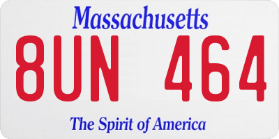 MA license plate 8UN464