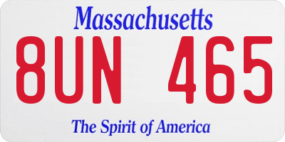 MA license plate 8UN465