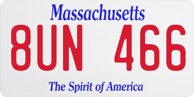 MA license plate 8UN466