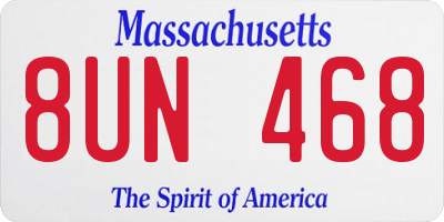 MA license plate 8UN468