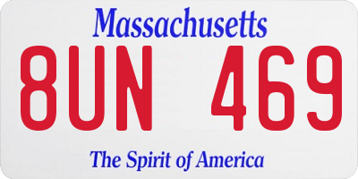 MA license plate 8UN469