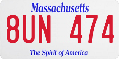 MA license plate 8UN474