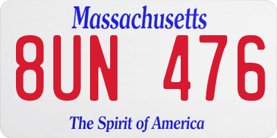 MA license plate 8UN476